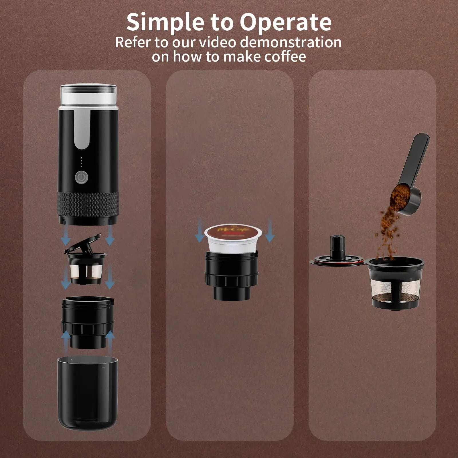 New Portable Coffee Machine Coffee Maker Electric Capsule Ground Coffee Brewer Fit for Coffee Powder and Coffee Capsul